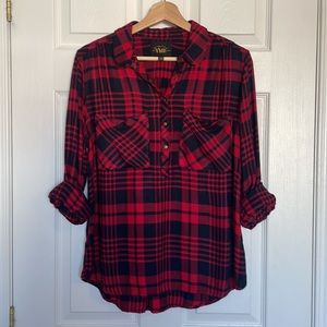 YMI soft plaid roll tab sleeve shirt